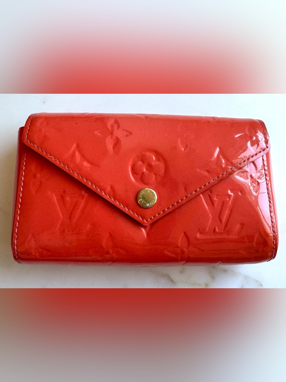 LOUIS VUITTON Vernis Orange Mini Pouch Crossbody